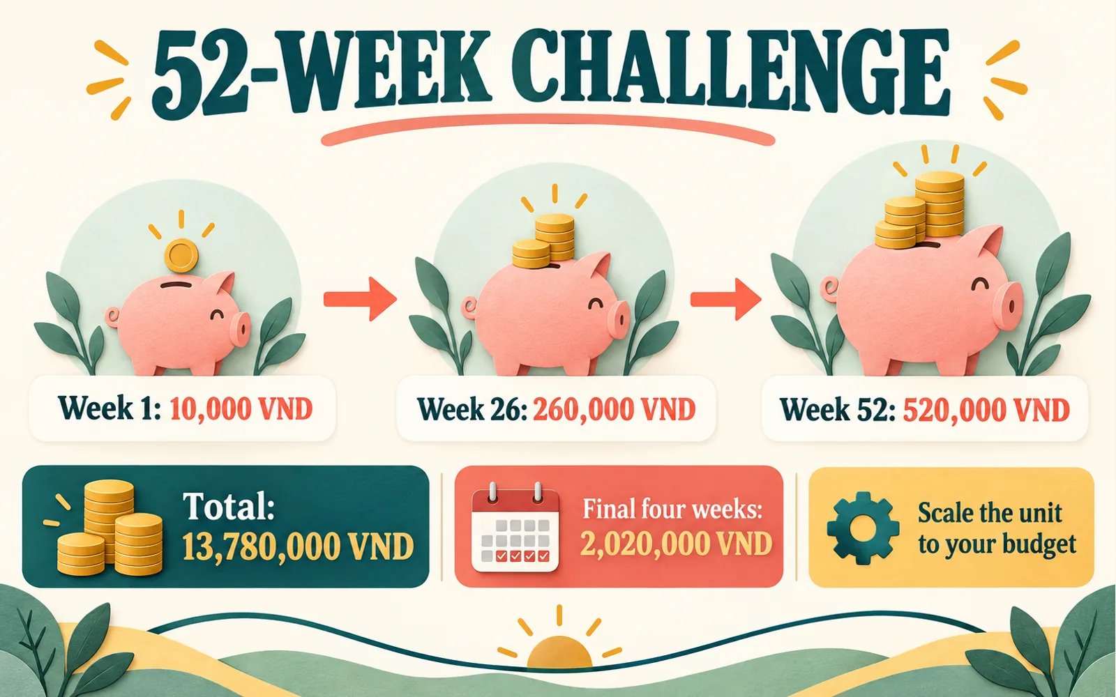 Viral Money-Saving Challenges: What Works, What Can Backfire - 3. The 52-Week Challenge: Small Starts, Larger Finish 1