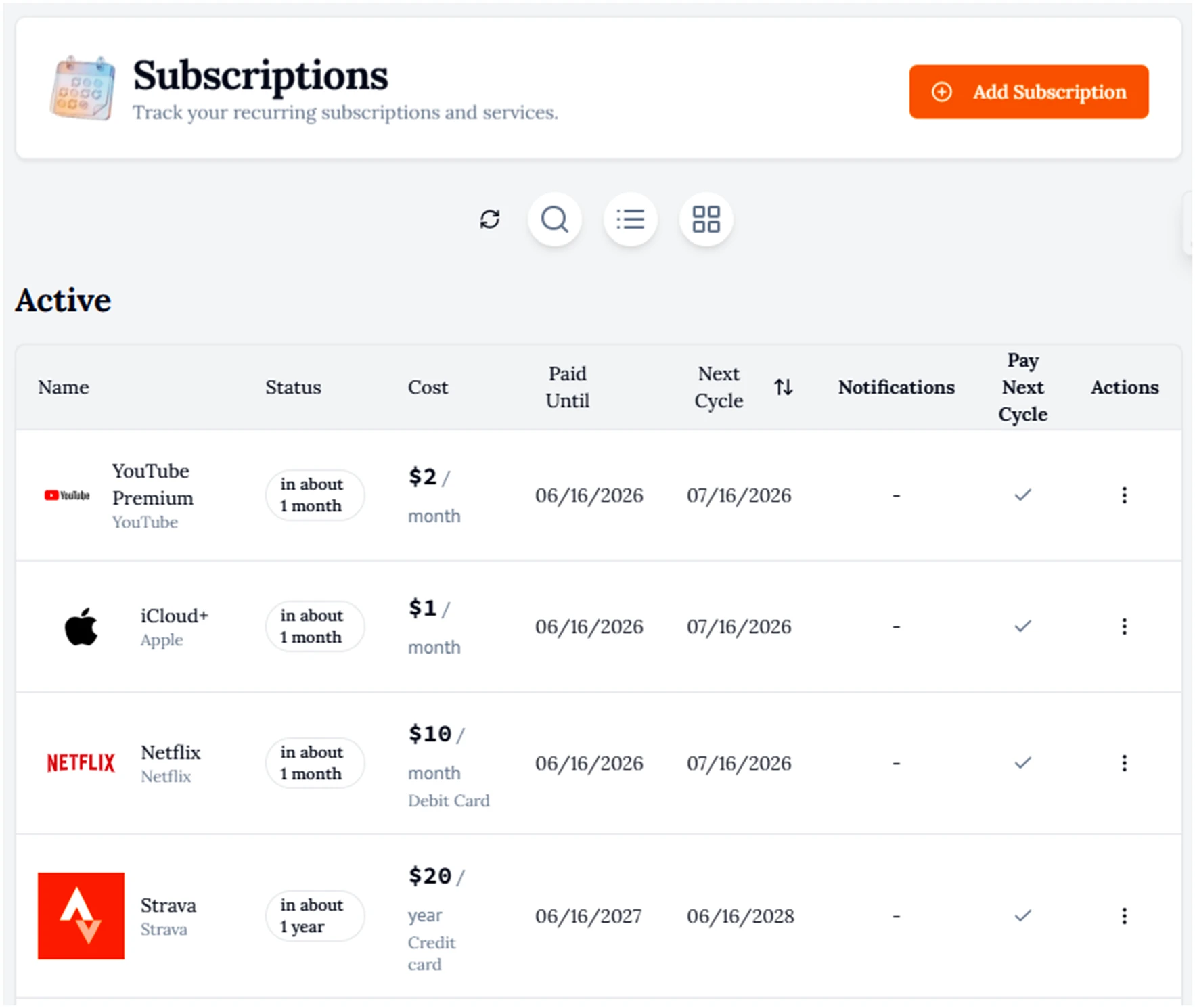 Manage Subscriptions